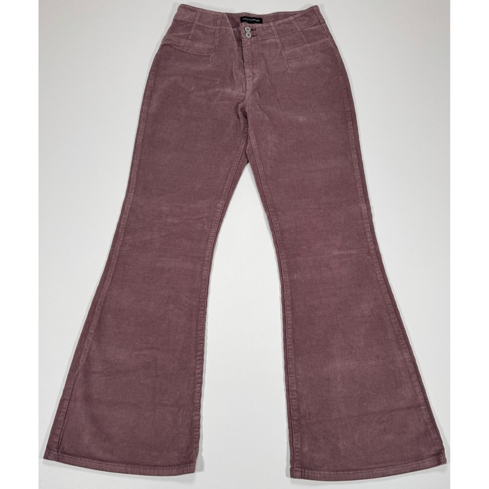 Lucky Brand Stevie High Rise Flare Corduroy Pants Women 12/31R Mauve Purple Wide